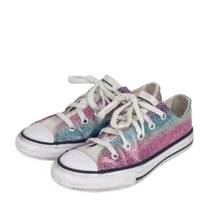 Youth Girls Chuck Taylor All Star Glitter Drip Low Top Casual Sneakers Size 13